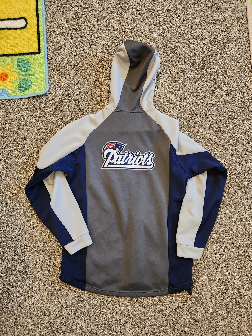Vintage Reebok Patriots Hooded Pullover - Gray, Navy & White Size Men Small